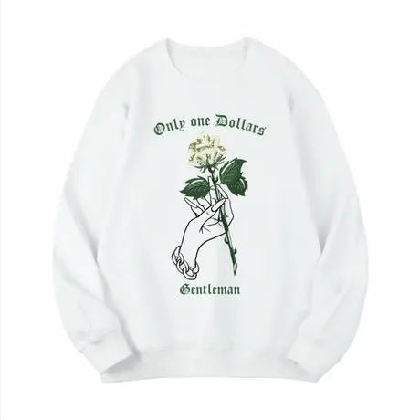 Ohlyah手绘手指玫瑰印花大码卫衣男美式复古ins潮牌宽松百搭外套商品大图