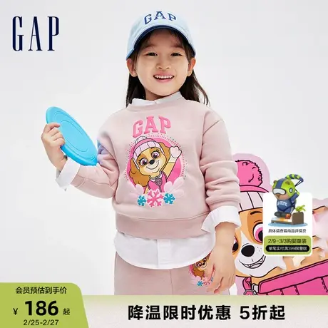【汪汪队联名】Gap女幼童冬季洋气抓绒保暖圆领运动卫衣847232商品大图