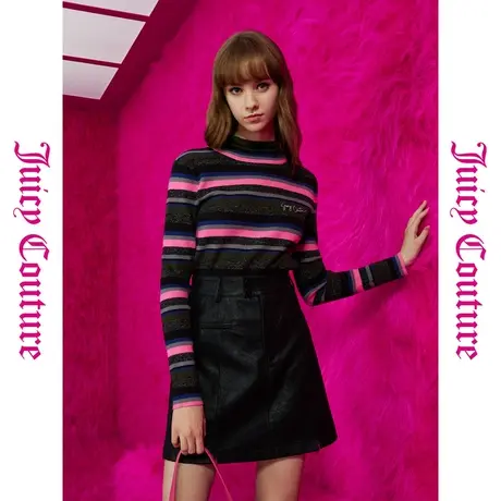 Juicy Couture橘滋初秋冬新款糖果屋绣花撞色条纹女式毛衣商品大图