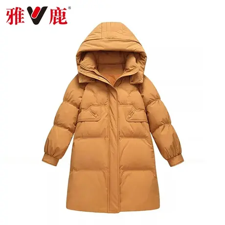 V/雅鹿2024年反季新款女装加厚款羽绒服女白鸭绒连帽秋冬保暖外套图片