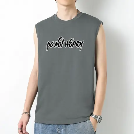 美式重磅纯棉背心男士夏季薄款健身运动篮球坎肩跨栏宽松无袖t恤商品大图