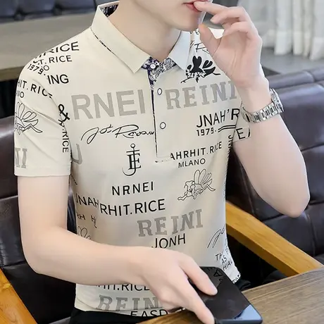 男士polo衫短袖T恤潮流男装翻领夏季2023年新款有领休闲帅气夏装图片