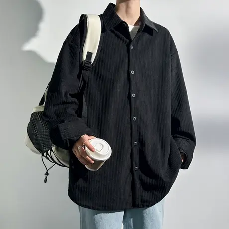 灯芯绒衬衫外套男春秋季潮牌潮流衬衣新款港风青少年宽松简约褂子商品大图