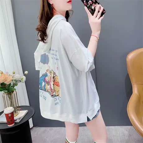 宽松小个子连帽短袖t恤女夏季2023新款洋气减龄设计感半袖上衣潮商品大图