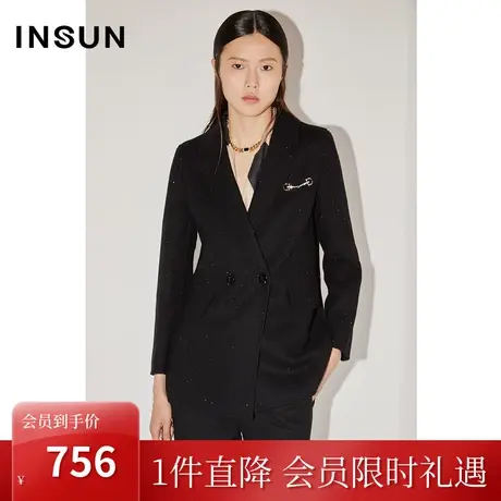 恩裳COVER冬季2022原创亮片设计感金属对扣点缀通勤羊毛西装图片