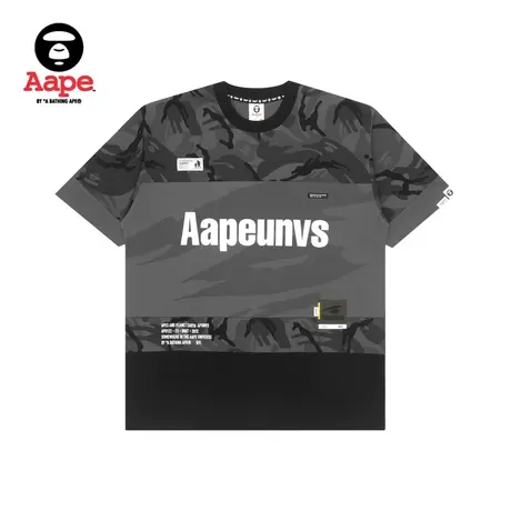 Aape旗舰店男装春夏多色印花迷彩拼接圆领短袖T恤0867XXI商品大图
