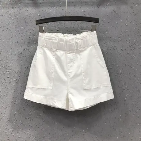 艾天丽高腰白色牛仔短裤女裤春夏新款港味潮休闲宽松显瘦阔脚热裤图片