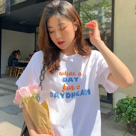 网红纯棉短袖t恤女2020宽松韩版学生bf原宿风半袖ins超火上衣服潮商品大图