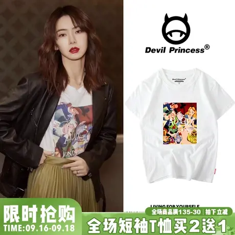 欧美原宿卡通复古港味ins潮牌t恤女宽松BF风2023新款短袖女打底衫商品大图