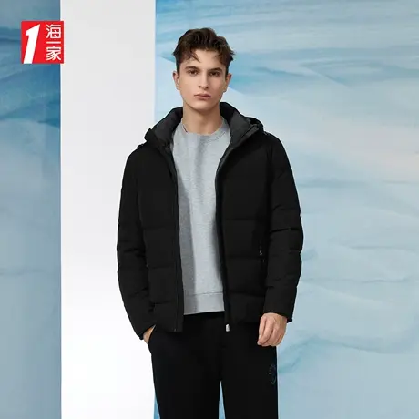 海一家简约大方外套冬季舒适保暖连帽基础日常男士羽绒服图片