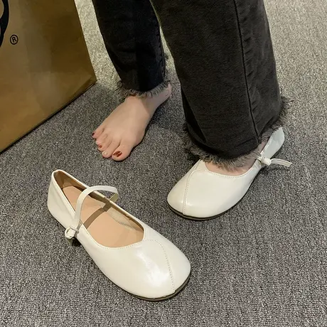 温柔仙女风玛丽珍鞋2023年秋新款韩版复古学生方头浅口单鞋女平底商品大图