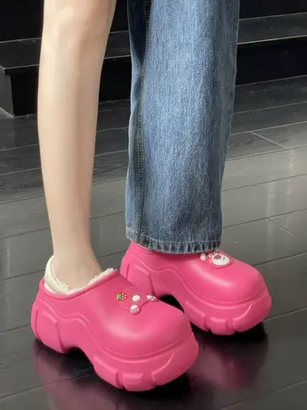 超厚底棉拖鞋女2023秋冬新款室内居家用防水保暖防滑外穿包跟棉鞋图片