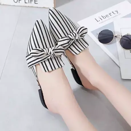 包头半拖鞋女外穿2023新款春夏季网红百搭平底蝴蝶结尖头穆勒凉拖商品大图