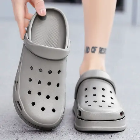 水鞋夏季镂空厨师鞋胶鞋男防水防滑钓鱼沙滩男鞋劳保专用涉水鞋男商品大图