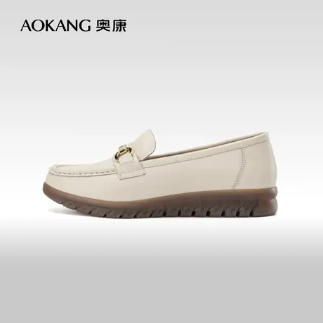 奥康女鞋春秋款女士单鞋舒适休闲皮鞋百搭真皮一脚蹬工作鞋妈妈鞋商品大图