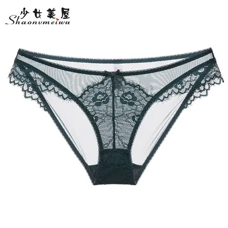 少女美屋蕾丝性感网纱透明内裤三角裤女士透视低腰裤头薄款透气商品大图