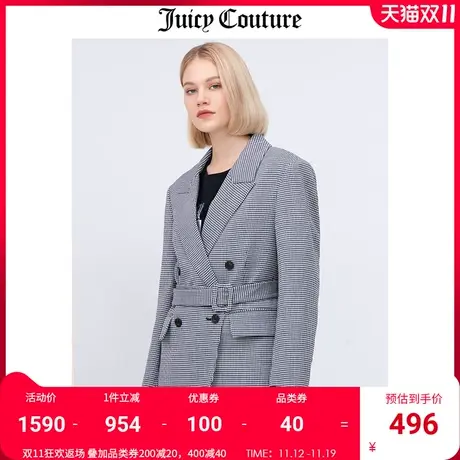 Juicy Couture橘滋秋冬新款轻商务系带格形气质西装休闲时尚外套商品大图