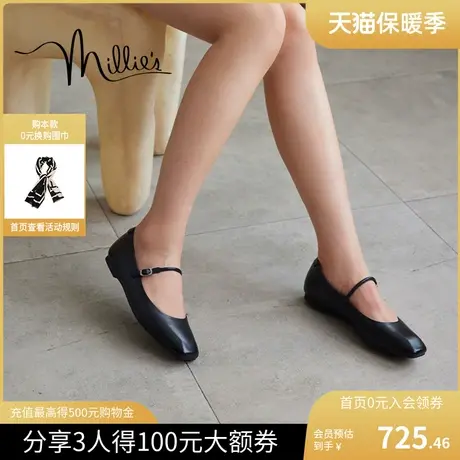 【魔方小黑鞋】妙丽2023新款玛丽珍鞋百搭浅口平底单鞋女LAA01CQ3图片