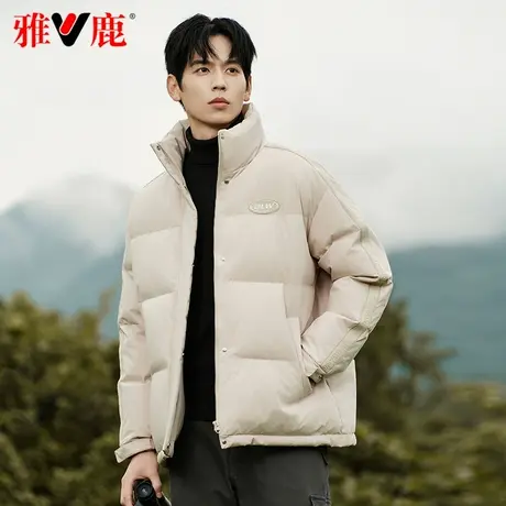 雅鹿官方品牌短款羽绒服男士2023新款冬季时尚保暖立领面包服外套图片