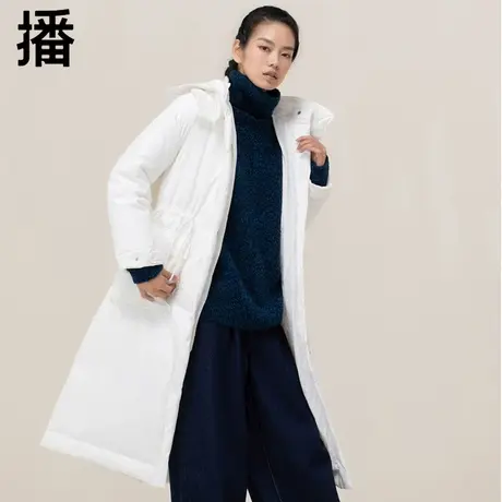 【主推款】播旗舰店冬装女羽绒服宽松休闲韩版连帽长款白色厚外套商品大图