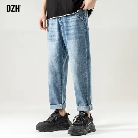 男士蓝色直筒牛仔裤男2023年新款宽松休闲裤子秋季百搭男裤牛子裤商品大图