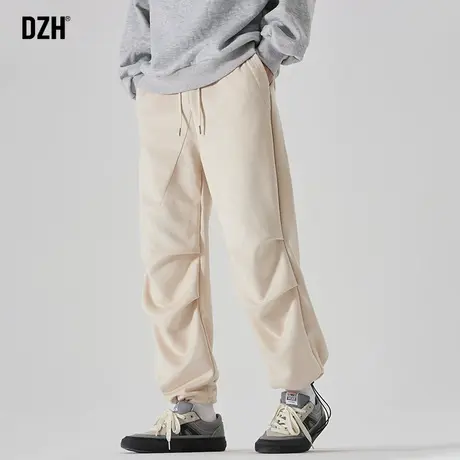 男士裤子男款秋季休闲裤男2023新款运动裤工装裤嘻哈打褶阔腿长裤商品大图