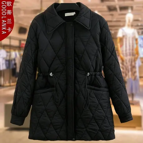 加肥加大码女中长款棉衣外套洋气时尚羽绒棉服显瘦妈妈装秋冬棉袄商品大图