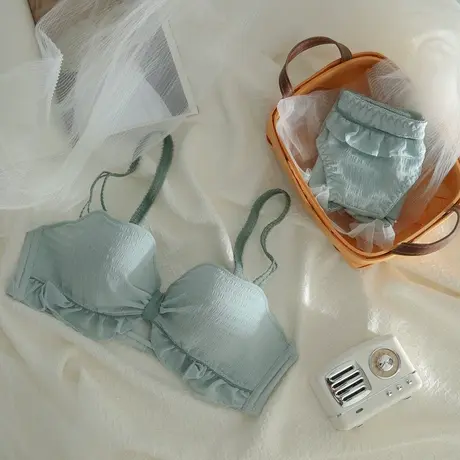 学生内衣bra少女日系套装甜美薄款无钢圈胸罩小胸聚拢收副乳文胸图片