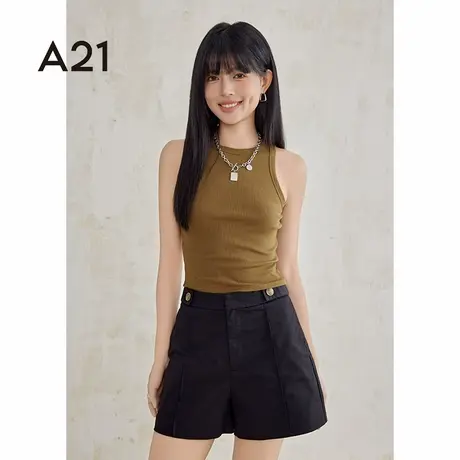 a21女装休闲纯色辣妹短款背心夏季女生简约百搭马甲显瘦上装图片