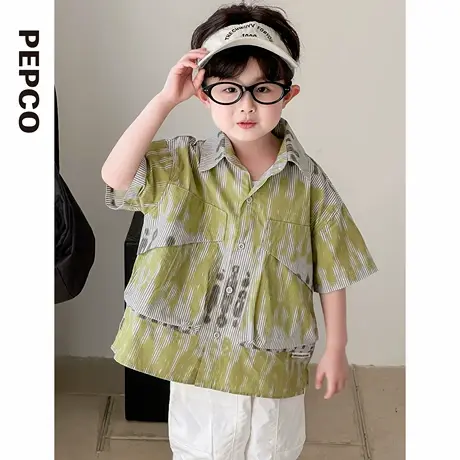 小猪班纳童装2025夏装新款儿童短袖衬衫中大童男童上衣男孩夏季潮图片
