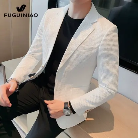 富贵鸟白色西服男士高级感商务正装单西2025年春季休闲西装外套男图片
