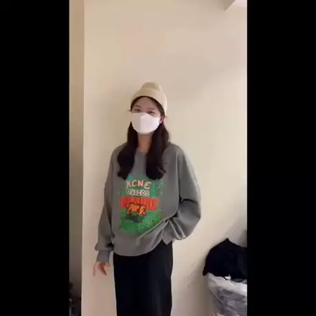 秋日简约百搭卫衣女灰色复古慵懒风ins宽松圆领上衣大码女装200斤商品大图