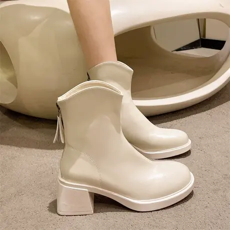 马丁靴女英伦风2023年新款秋冬季气质时尚瘦瘦靴网红ins爆款短靴商品大图