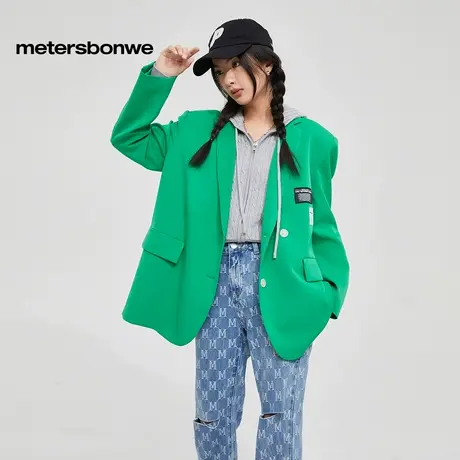 美特斯邦威女士多色标签西装合体春秋季商务休闲时尚舒适外套上衣商品大图