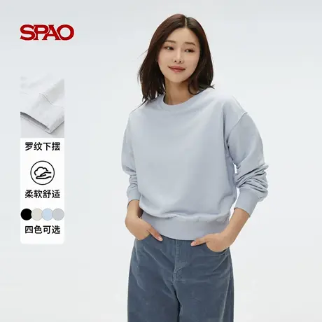 SPAO韩国同款2025年春季男女同款时尚休闲纯色圆领卫衣商品大图