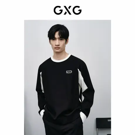 【X】GXG男装黑白撞色圆领卫衣2024年春季品GFX13101711商品大图