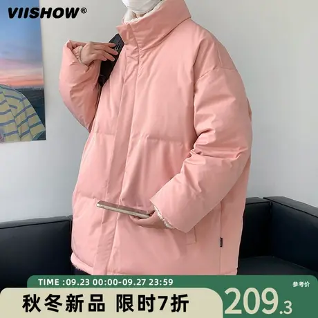 VIISHOW双面穿仿羊羔毛棉服男冬季棉衣加绒加厚仿羊羔绒外套潮商品大图