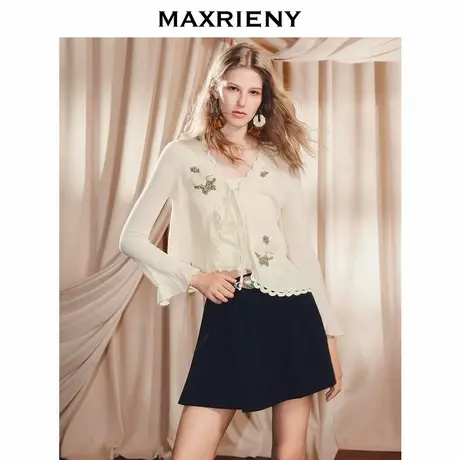 【商场同款】MAXRIENY千金miu系针织毛衫25秋款宽松开衫长袖上衣商品大图