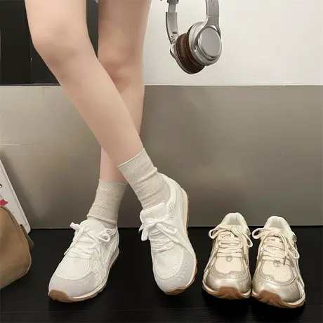 时尚平底休闲鞋女2025年秋季新款百搭系带运动单鞋气质高级感鞋子商品大图