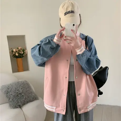 棒球服外套女士春秋2023年新款宽松百搭学院风设计感卫衣开衫上衣商品大图
