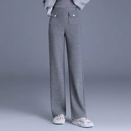 羊毛呢阔腿裤女秋冬2023新款高腰垂感显瘦直筒裤通勤气质休闲长裤商品大图