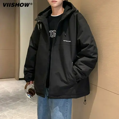 VIISHOW户外保暖冲锋衣外套男士秋冬潮牌宽松加厚棉衣防水登山服商品大图