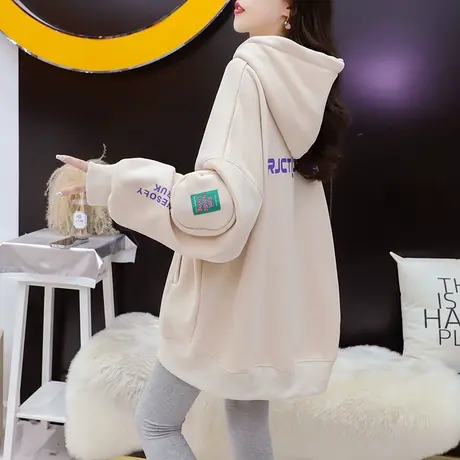 加绒加厚连帽卫衣外套女2023新款秋冬季爆款洋气宽松oversize上衣图片
