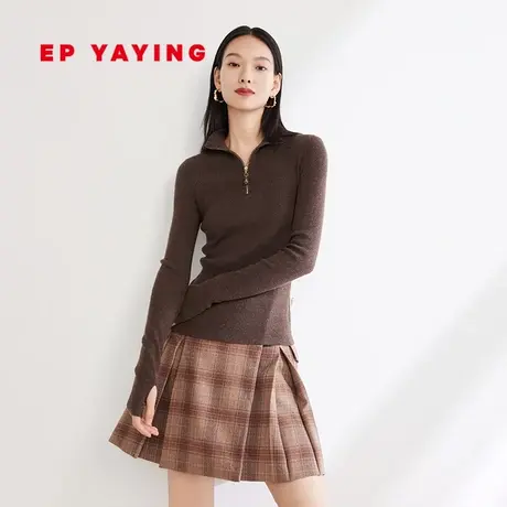 [牦牛绒]EP雅莹女装 polo领修身打底针织衫上衣 2023秋冬新9908A商品大图