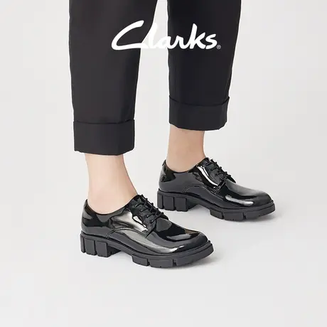 Clarks其乐媞拉系列女鞋秋季粗跟小皮鞋女厚底英伦乐福鞋图片