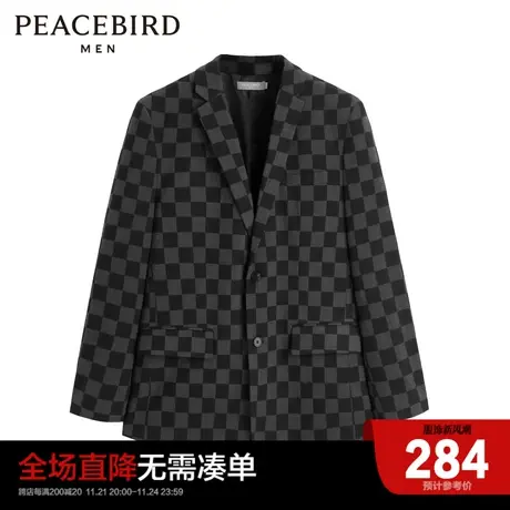 太平鸟男装 秋新款棋盘格宽松西服时尚便服B1BBC3142图片