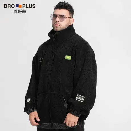 胖哥哥冬季款大码外套男士加肥加大宽松休闲时尚潮流加绒男装上衣商品大图