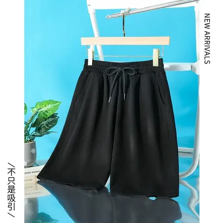 ZR真维斯宽松休闲短裤子女2023新款夏季洋气简约黑色五分裤女运动商品大图