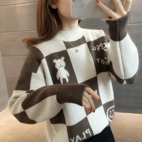 2023年毛衣女秋冬慵懒风设计感小众高级感套头针织打底衫外穿新款商品大图