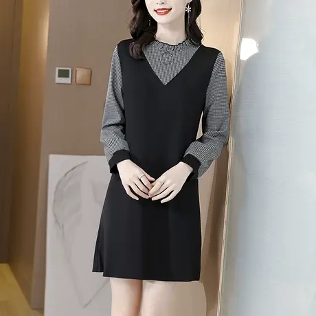 春季打底衫女士长袖2023年新款宽松上衣中长款t恤大码胖mm遮肚子商品大图